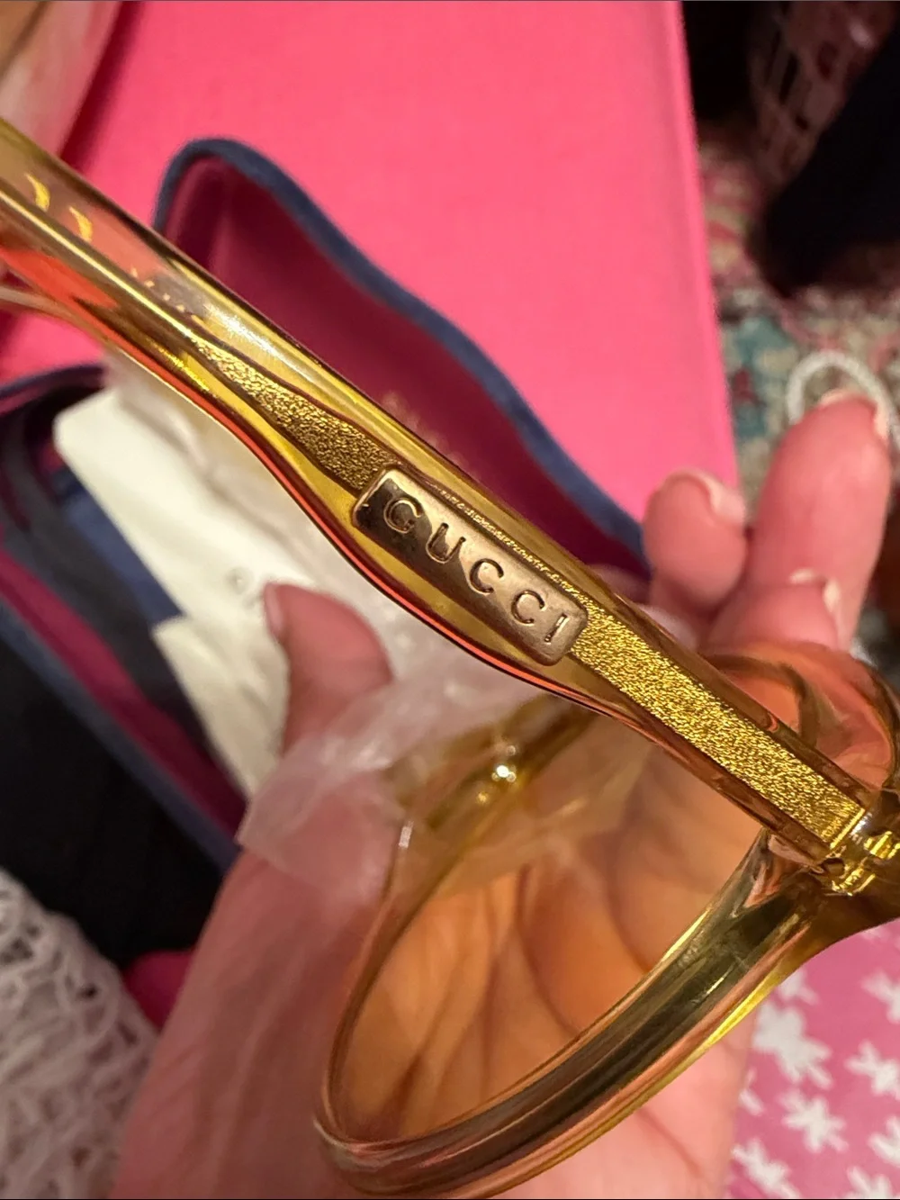 Gucci Transparent Yellow Round Sunglasses